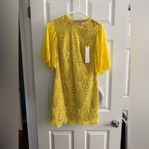 Yellow Lace Dress Dress the Population Brand New W Tags XS
